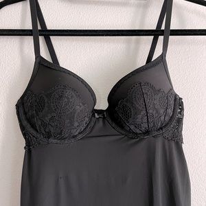 Black lace Victoria’s Secret underwire push up slip dress